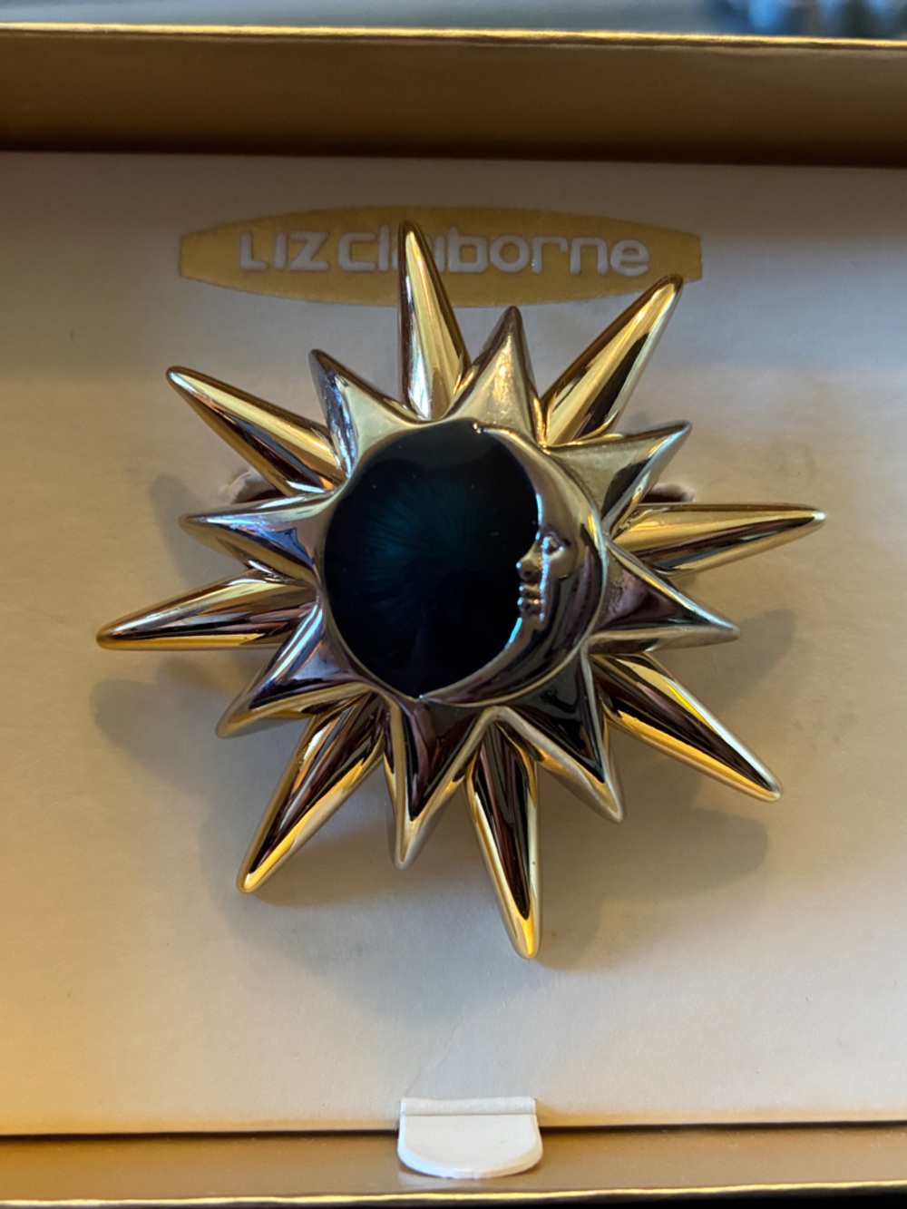 NWT Liz Claiborne Metallic Sun and Moon Wall Hook in Gold and Green